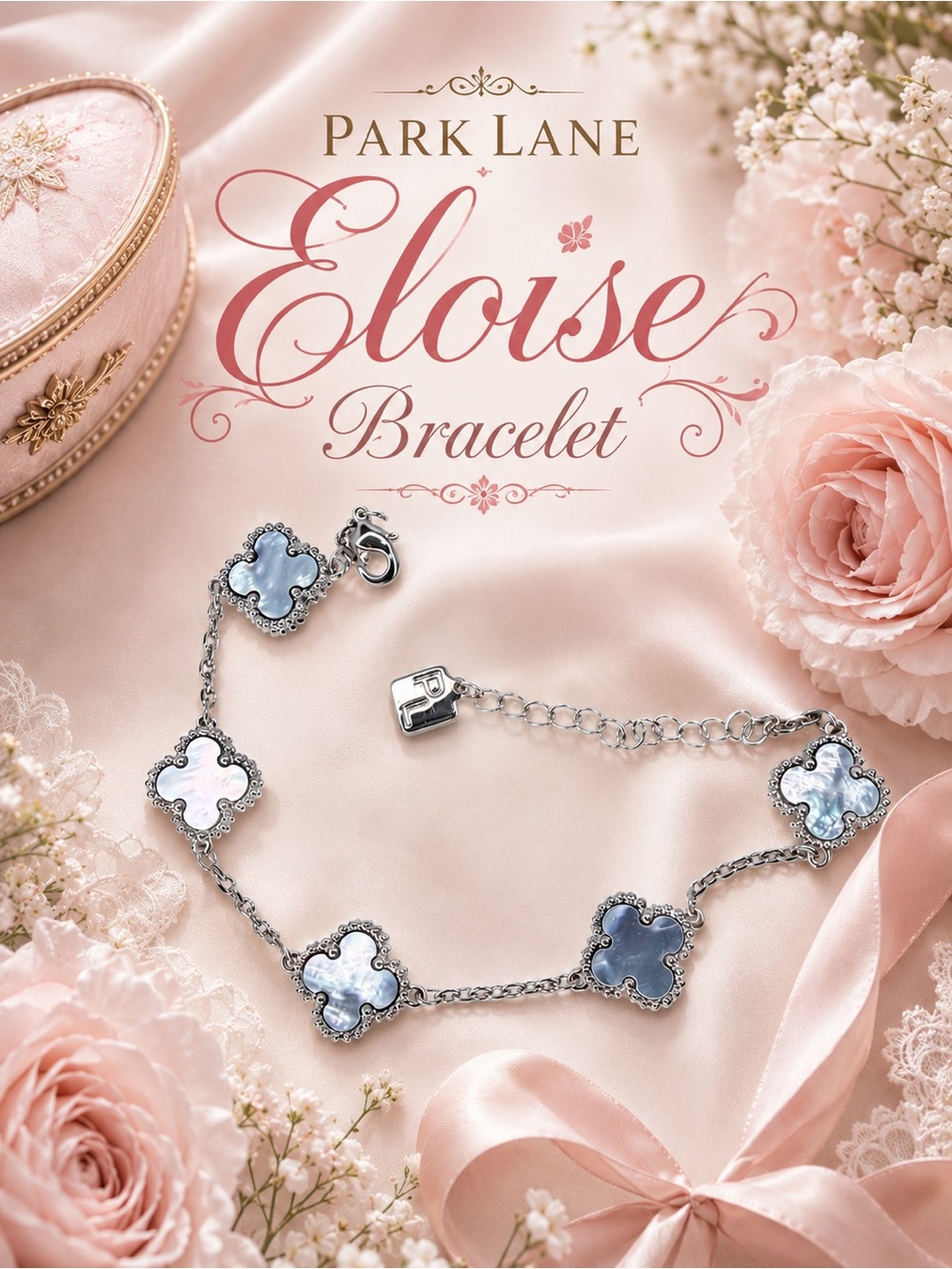 Park Lane Women’s Eloise Bracelet Silver Mother of Pearl Clover Statement
